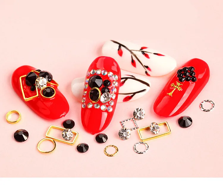 1 коробка Стразы для ногтей бриллианты камень микс гель кристаллы 3D дизайна