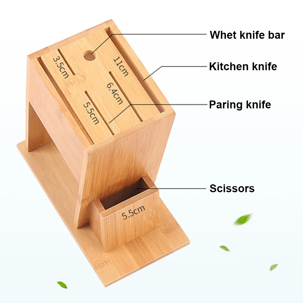 

Tool Rack Kitchen Block Cutlery Storage Multifunction Holder Bamboo Stand 7-Slot Organizer