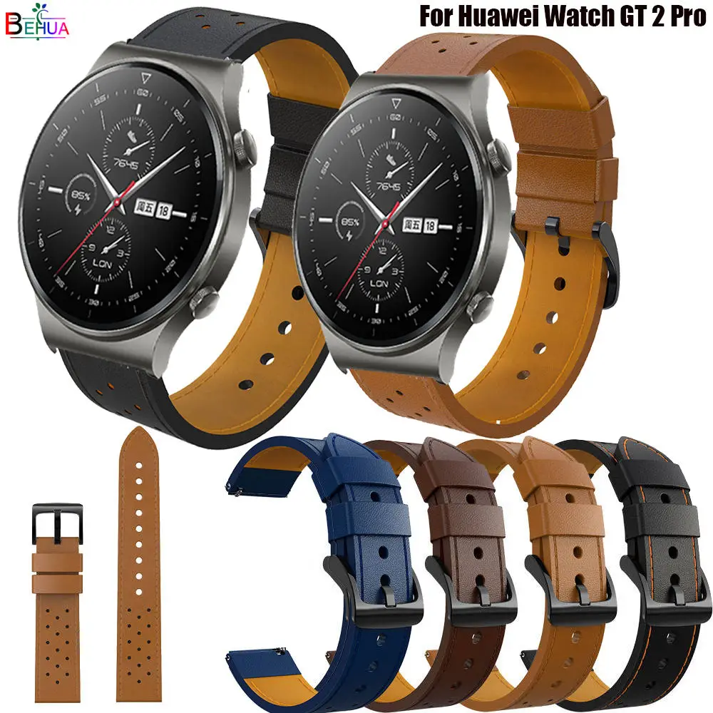 Ремешок кожаный для Huawei watch gt 2 pro 46 мм браслет смарт часов GT 22 мм|Ремешки часов| |