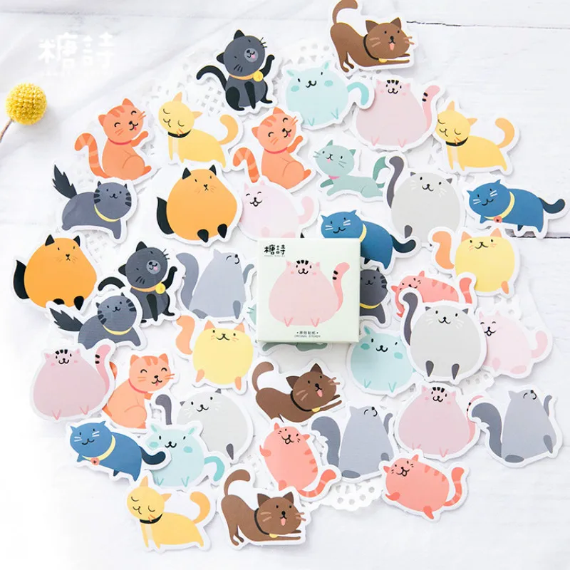 45 шт./кор. Kawaii выполнения арт Кот настенные наклейки для детей Наклейки декора