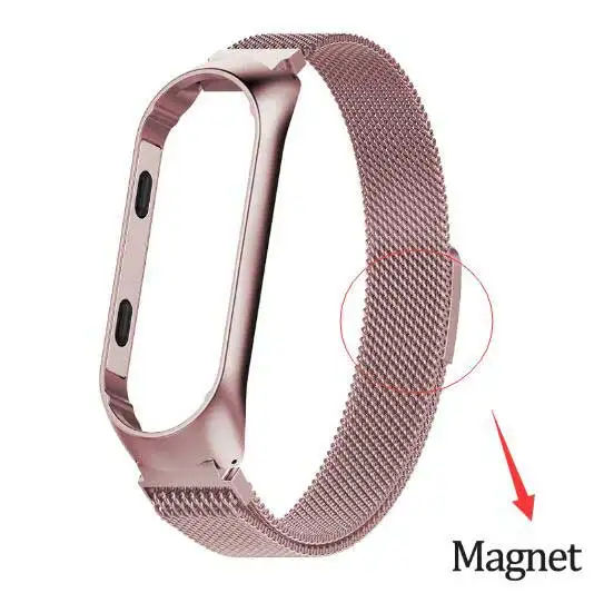 Magnet Rose Pink Rovtop ремешок для Xiaomi mi Band 3 mi Band 3 ремешок для Xiaomi mi band 3 браслет для Xiaomi mi 3 магнитный металлический браслет из нержавеющей стали - Цвет: Magnet Rose Pink