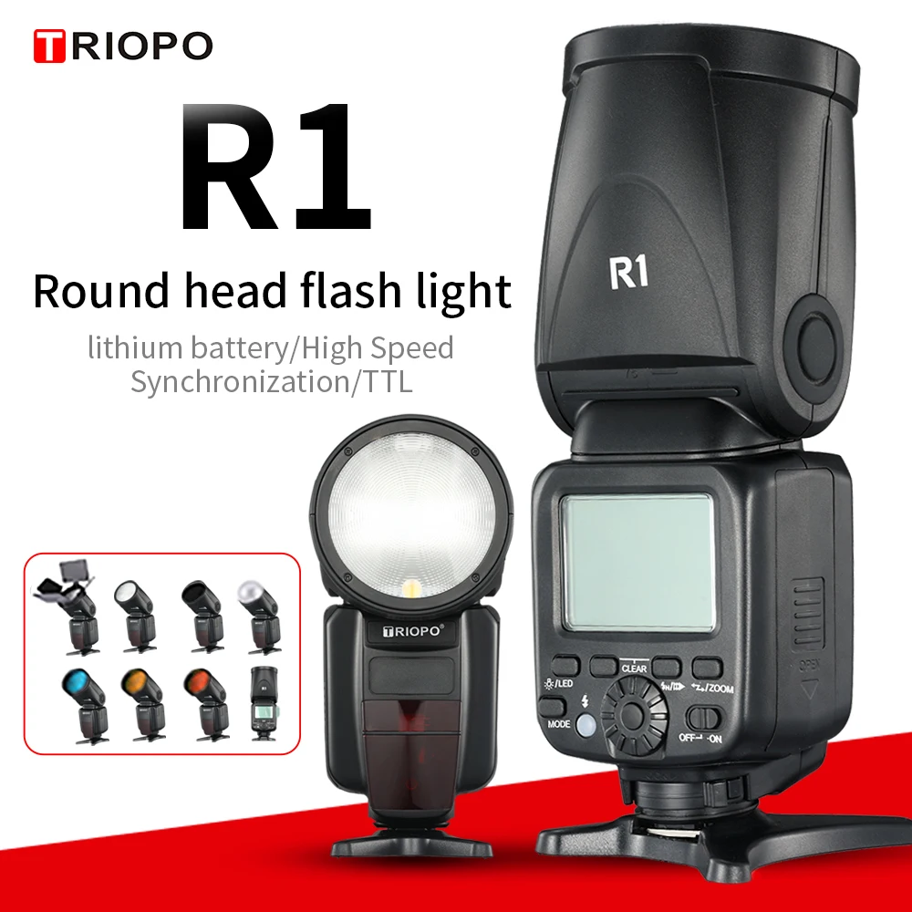 Беспроводная вспышка TRIOPO R1 с круглой головкой 2 4G X TTL HSS 76Ws литиевым аккумулятором