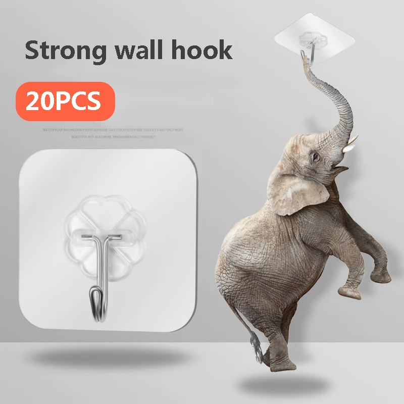 20 шт 6x6 см Прозрачный Прочный самоклеящиеся двери стены Вешалки крючки