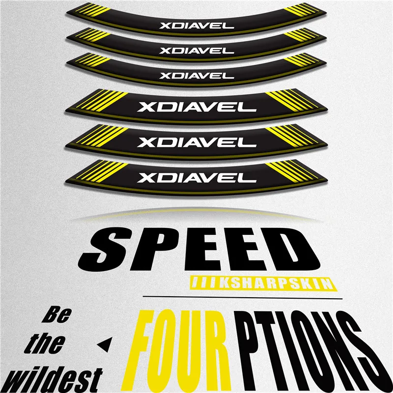 

Creative 8X motorcycle tire stickers personalized reflective decorative decals fashion wheel foil for DUCATI XDIAVEL