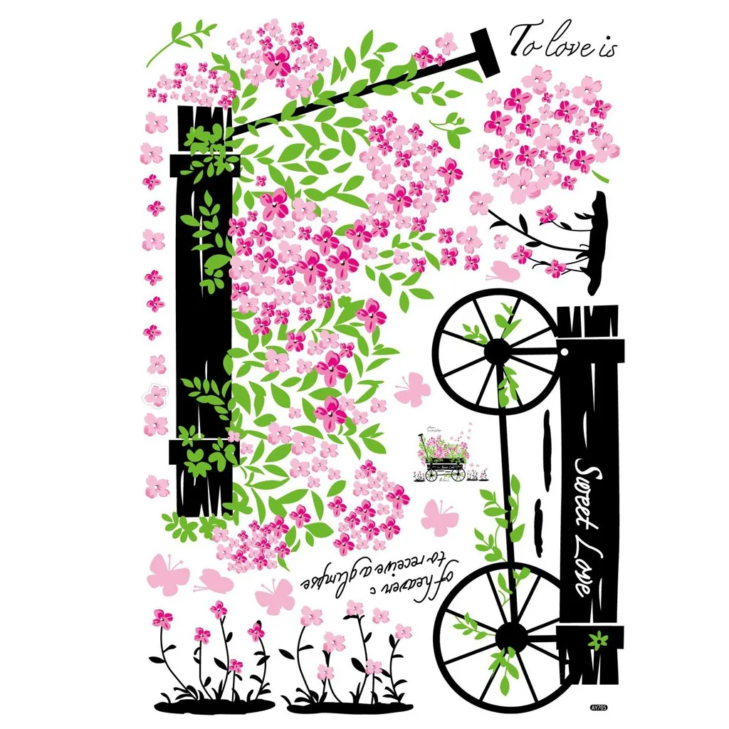 DIY стикер ПВХ Наклейка на стену печать цветок домашний декор Настенная