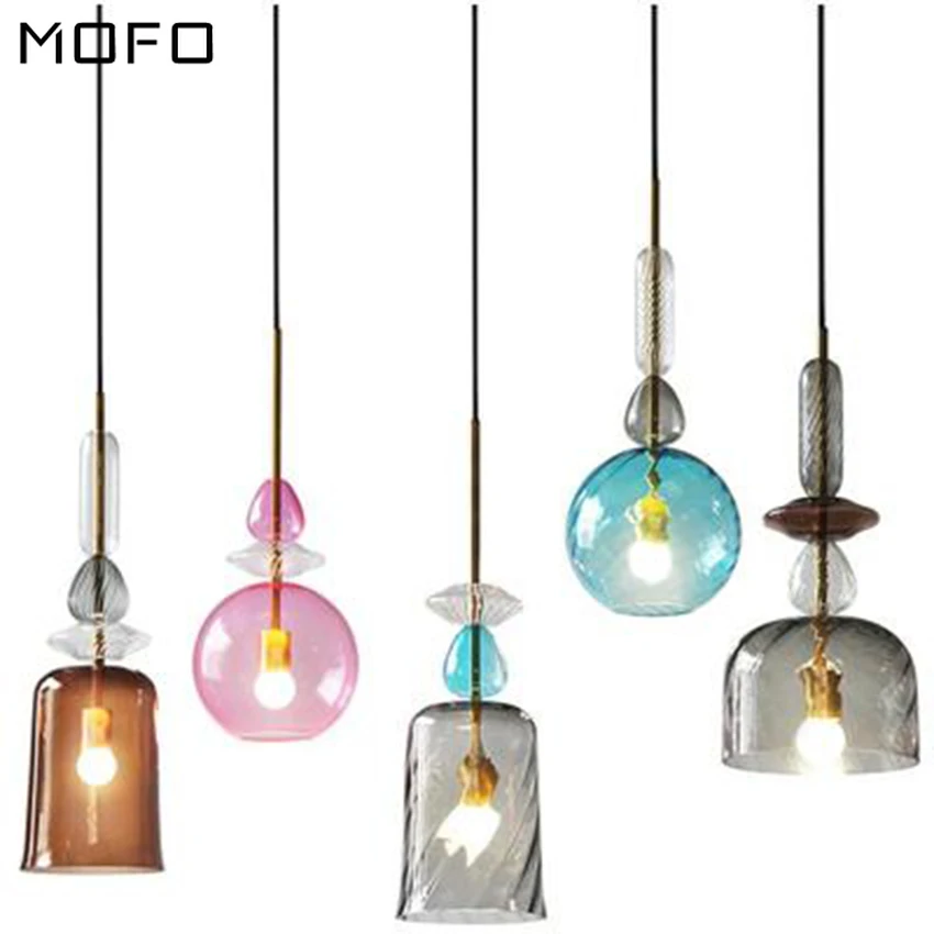 

Modern Candy Glass Pendant Lights LED Pendant Lamp Dining Room Cafe Bar Hanging Lamp Bedroom Light Fixtures Lighting Luminaire