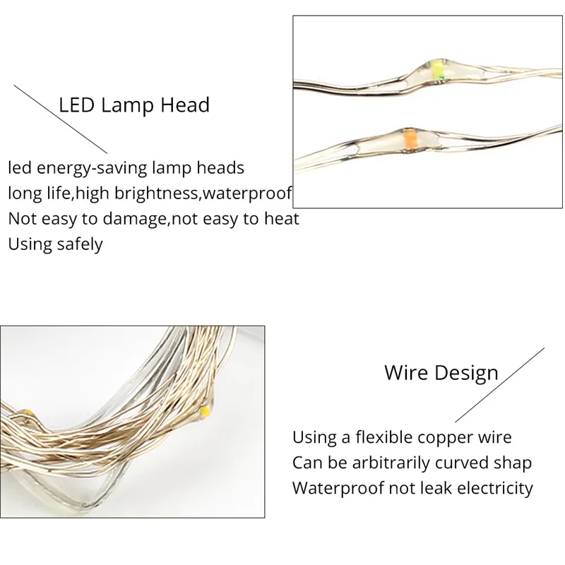 

Outdoor copper wire string light 5m 10m remote control timing battery USB garden light for Festive party Christmas decoration
