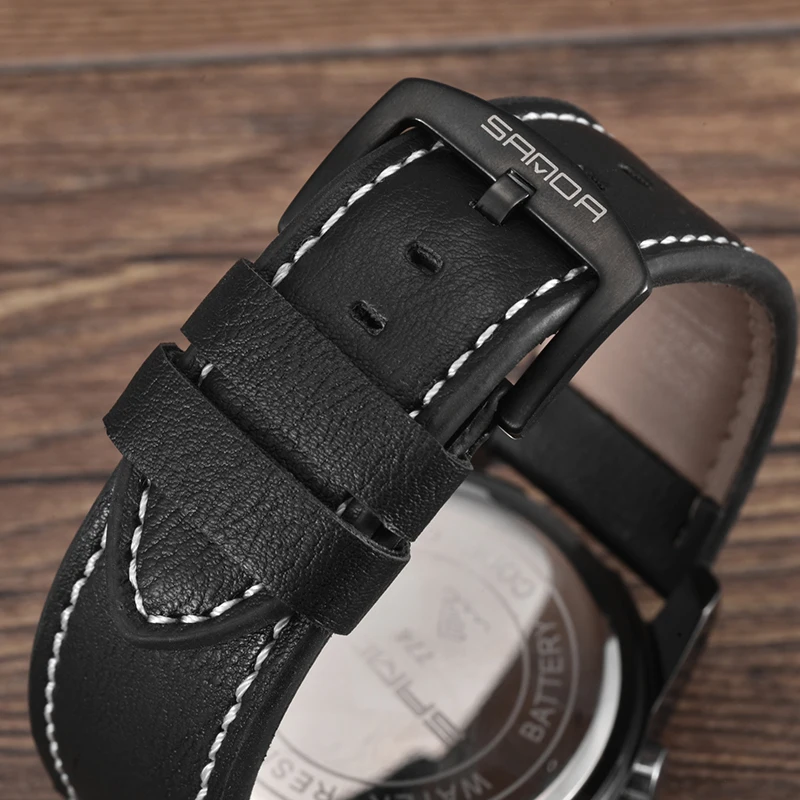 

SANDA Sports Mens Watches To Luxury Brand Waterproof Leather Watches Men Military LED Digital Quartz Watch relogio masculino 774