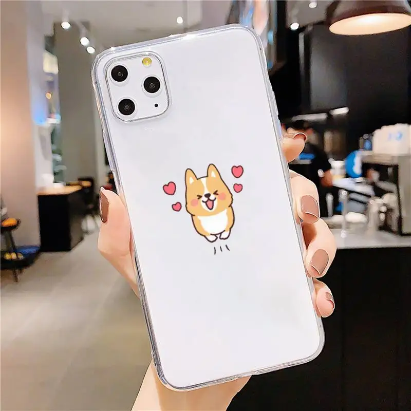

Cute cartoon animal corgi dog Phone Case Transparent soft For iphone 5 5s 5c se 6 6s 7 8 11 12 plus mini x xs xr pro max