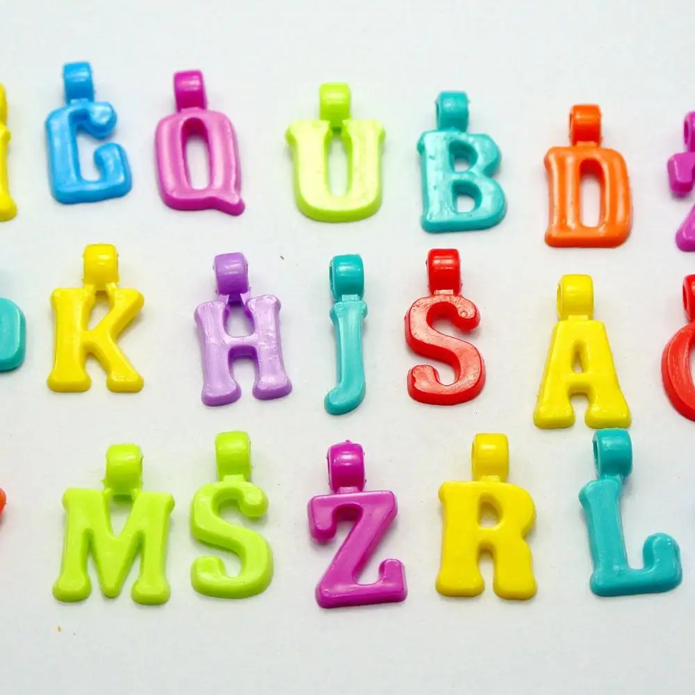 200 Assorted Colorful Acrylic Alphabet Letter Charm Pendants - 17mm Sizes image 4