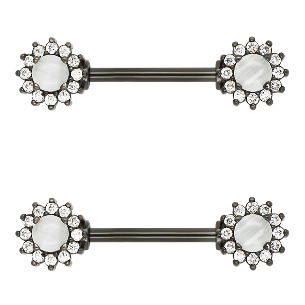 

JHJT 14G 2 шт. штанга для сосков кольцо Подсолнух 316L хирургическая сталь пикантные женские штанги для сосков пирсинг ювелирные изделия для тела