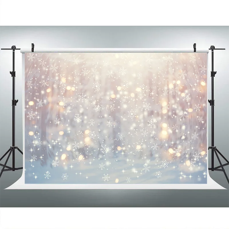 Mocsicka Winter Snowflake Wonderland Photography Backdrops Christmas Backdrop Boken Glitter Kids Backgrounds for Photo Studio |