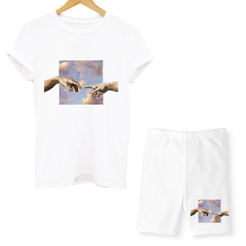 Футболка и шорты с забавным принтом Микеланджело комплект из двух предметов