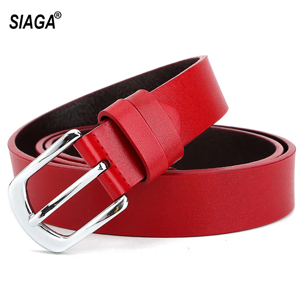 Brand Name Female Pin Buckles Metal Solid Colour Design Women's Cowhide Leather Fancy Vintage Belts 2.3cm Width NFC729