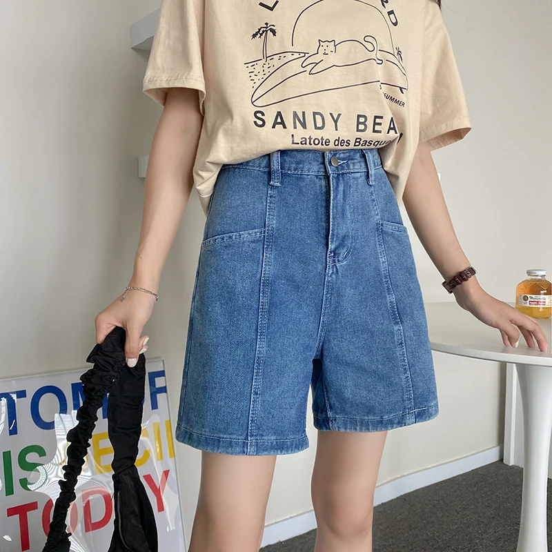 

Джинсовые шорты женские лето 2021 г. новые широкие брюки Capris с высокой талией и прямыми трубками