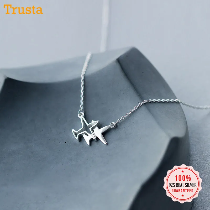 Женское колье из серебра 2018 пробы с подвеской в виде самолета 40 см|gift girl|fashion