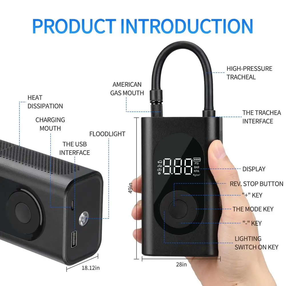 Портативный автомобильный воздушный компрессор беспроводной насос для шин