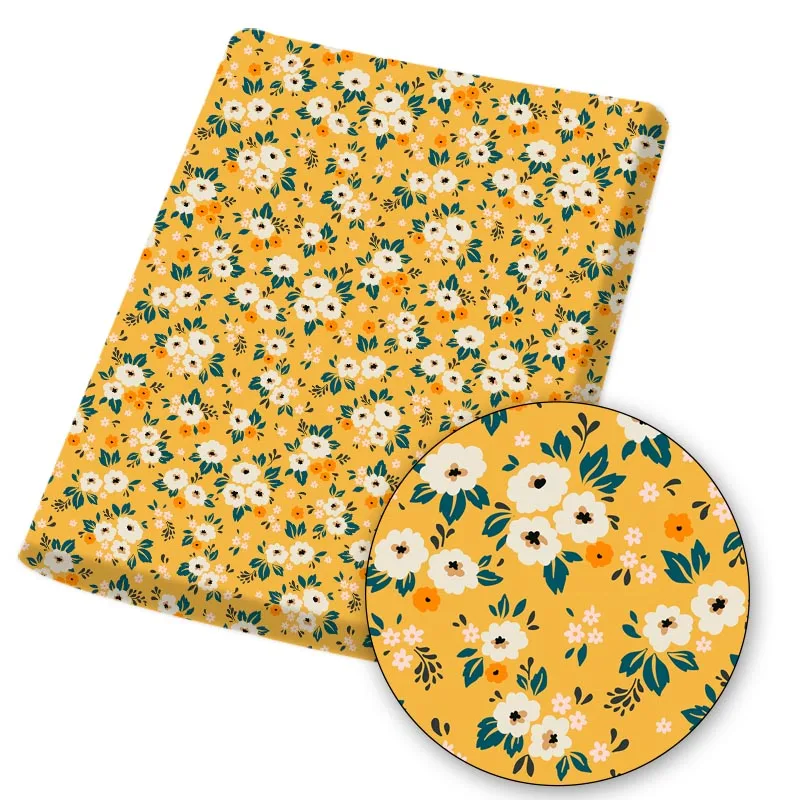 

Polyester Cotton Fabric Flower Pattern Printed Cloth Sheets Handmade Masks DIY Crafts Supplies Dress Making Materials 45*145cm