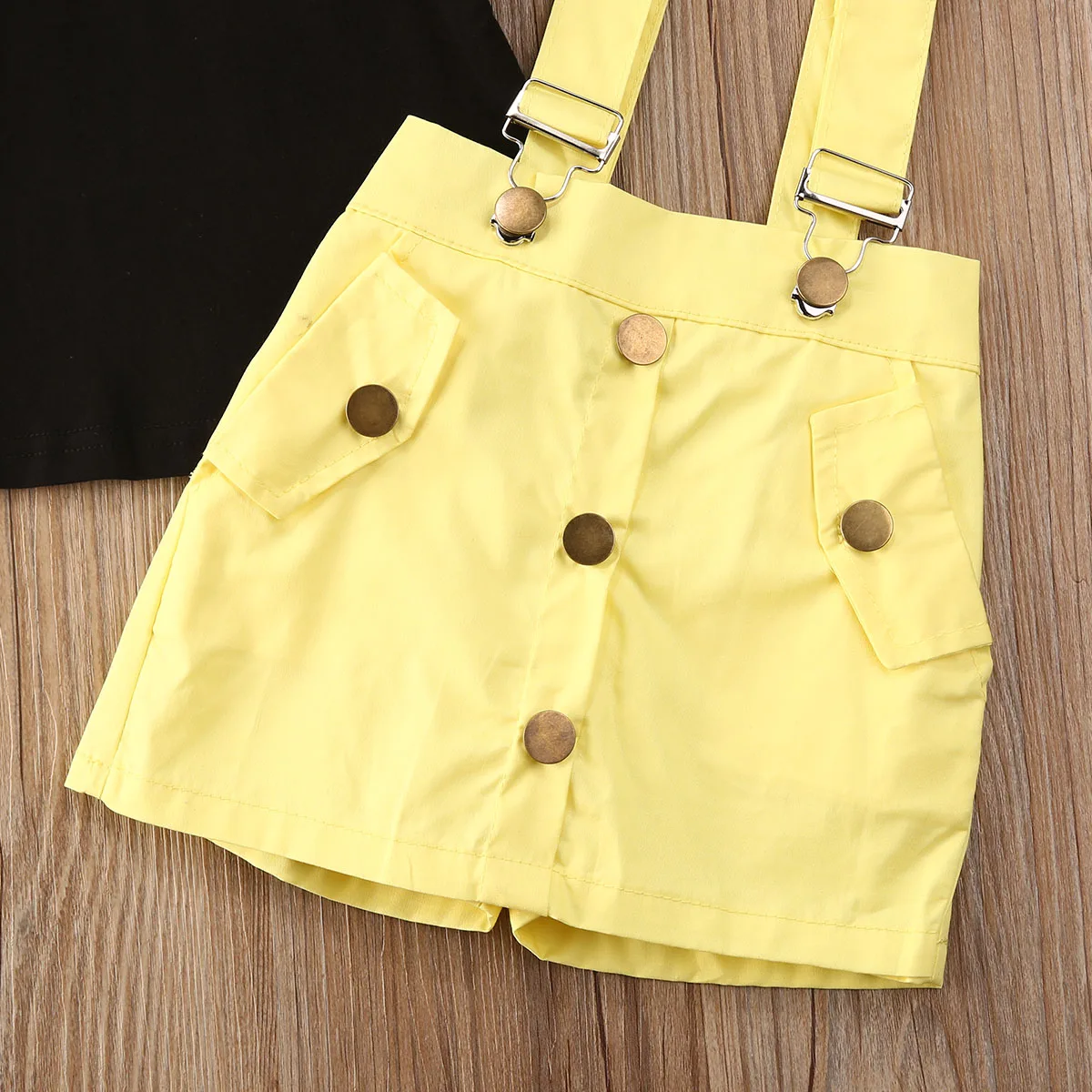 Комплект одежды из 2 предметов для маленьких девочек кружевная черная футболка с