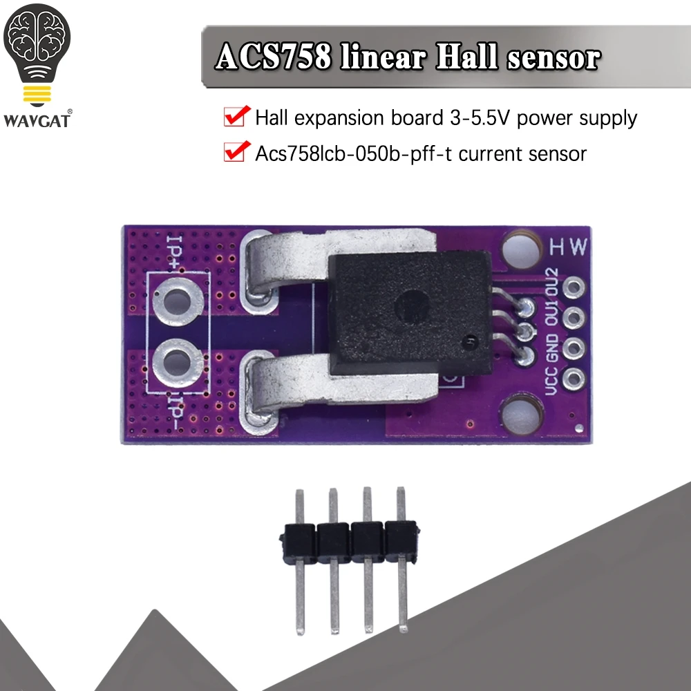 

ACS758LCB-050B-PFF-T датчика тока Холла WAVGAT ACS758LCB, модуль тока, новый комплект «сделай сам», Электронная Модуль платы блока программного управления
