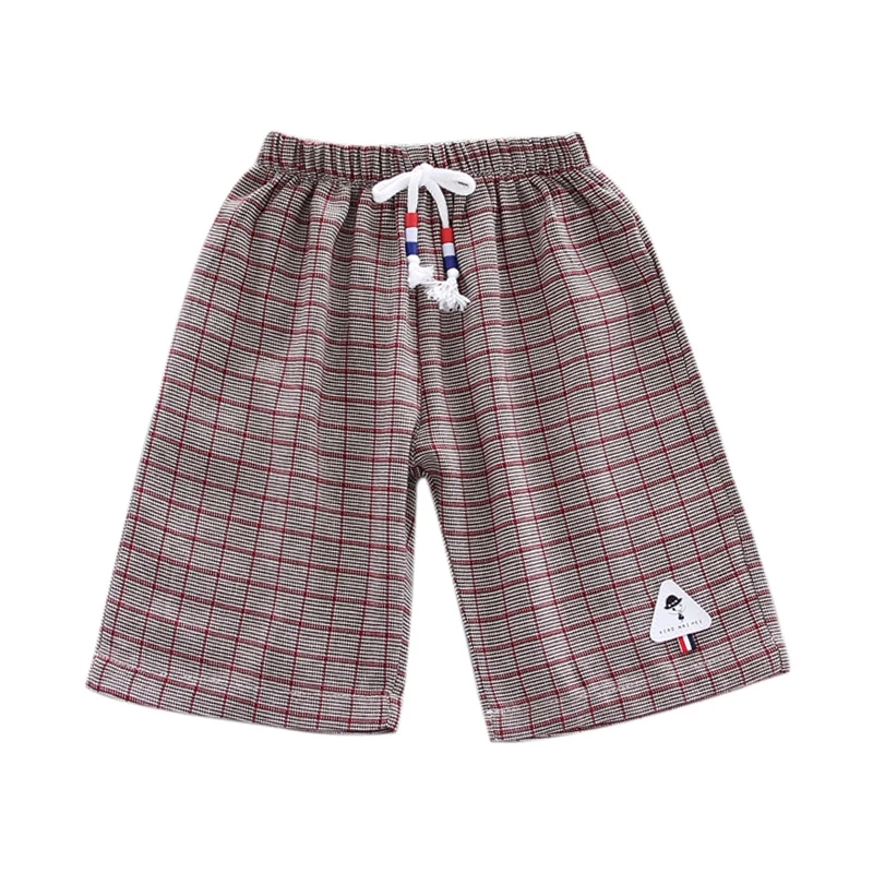 Новые короткие штаны для маленьких мальчиков летние в клетку с цветочным принтом