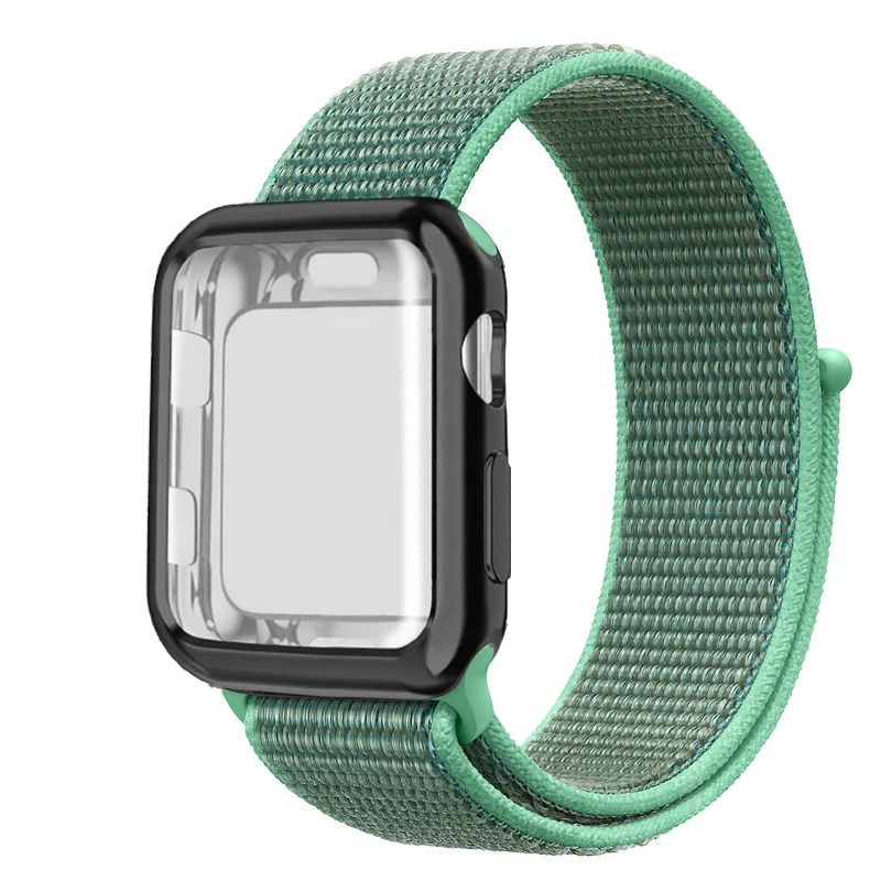 Спортивный ремешок+ чехол для Apple Watch 38 мм 42 мм 40 мм 44 мм iWatch 5 4 3 2 спортивный Браслет Apple watch 4 чехол Защита экрана - Цвет ремешка: Spearmint