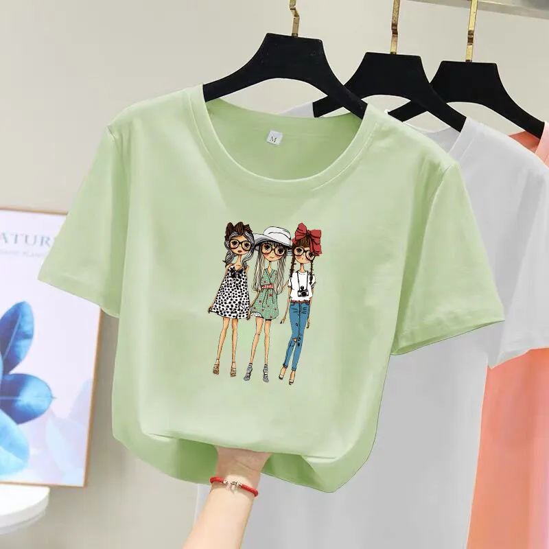 

Lovely expression loose jacket plus code female T - shirt cartoon pattern T - shirt female street funny short sleeves T - shirt