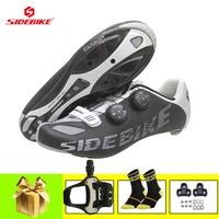 sidebike black carbon road cycling shoes bicycle pedals sapatilha ciclismo self locking ultra light shoes riding road sneakers