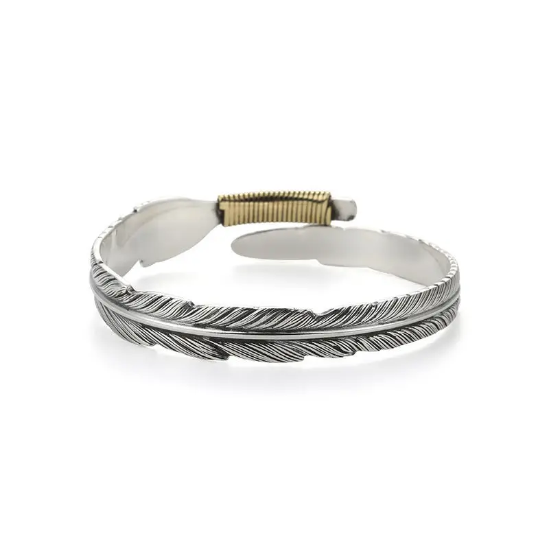 

Feather Bracelet Male Hipster Personality Indian Vintage Opening Ajustable Fashion Transfer Exquisite Jewelry Accessory Gift