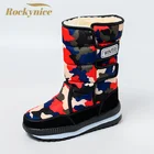 Женские зимние ботинки, водонепроницаемые зимние ботинки с мехом, теплая обувь, Нескользящие ботинки до середины икры, высокие ботинки на толстой плюшевой подкладке