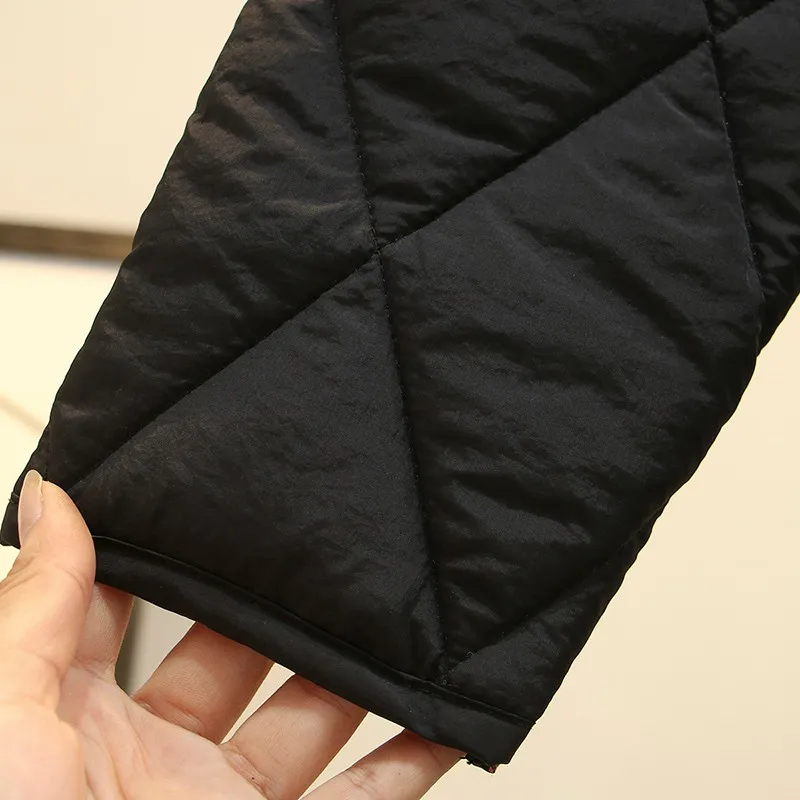 Fashion Argyle V Neck Bottoming Parkas Women Elegant Single Breasted Coats Women Solid Pockets Cotton Jackets Ladies Big Size