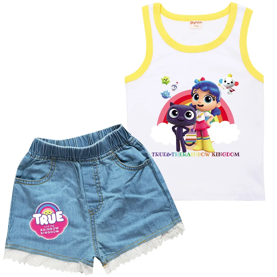 Милая повседневная одежда в стиле истины и радуги Детский комплект из жилета