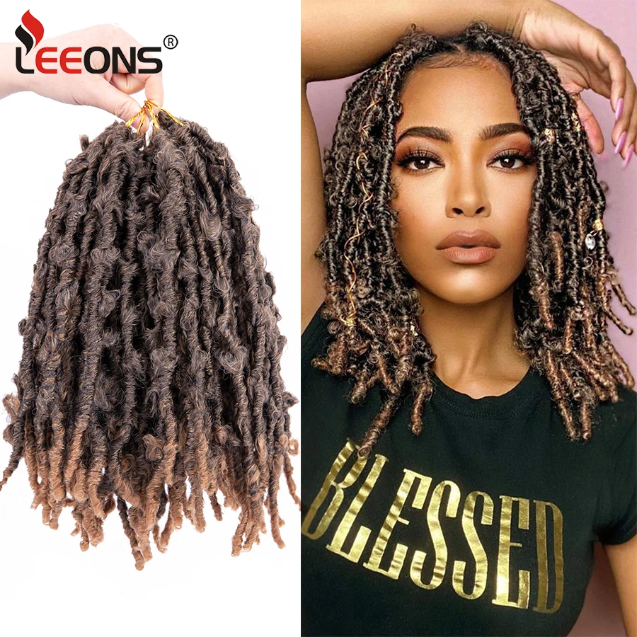 

Leeons бабочки Locs состаренные вязаные волосы 12 дюймов Короткие искусственные богини предварительно закрученные Боб натуральные мягкие дреды ...