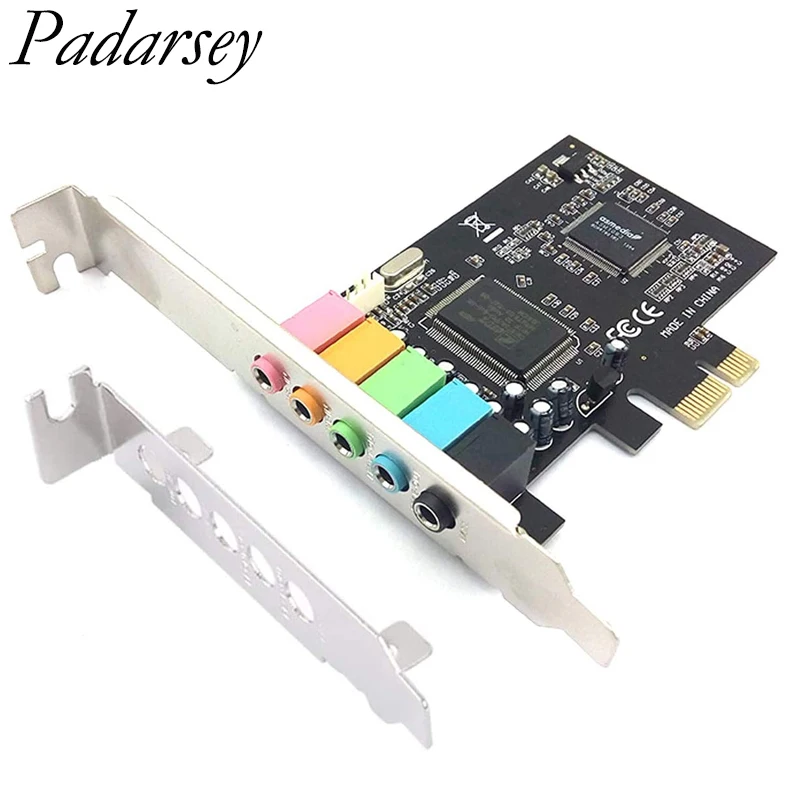Звуковая карта Padarsey PCIe 5 1 внутренняя для ПК Windows 7 3D стерео PCI-e аудио CMI8738 чип 32/64 бит