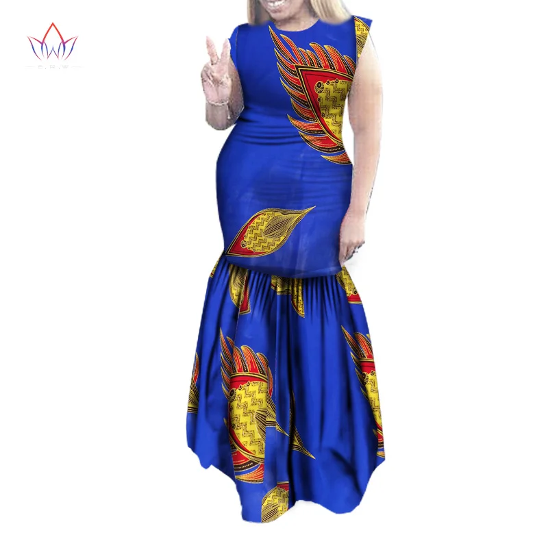 Women Dress Sexy Party Dresses Maxi Dahiki African Print Cotton Sleeveless Ankara Plus Size Clothing WY1570 | Тематическая одежда