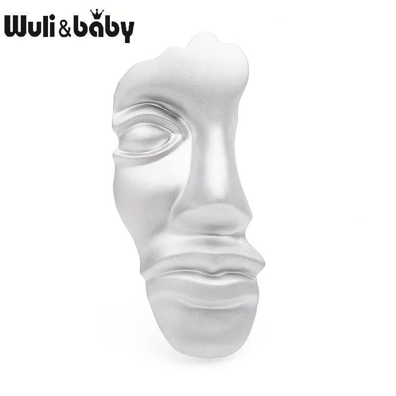 Silver Wuli&baby, серебряный цвет, половина лица, броши для женщин и мужчин, 3 цвета, новинка, модная брошь с маской, булавки, подарки - Окраска металла: Silver