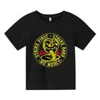 2021 летняя детская футболка из чистого хлопка с героями мультфильмов Sonic, Повседневная футболка с короткими рукавами для мальчиков и девочек, милая одежда с коброй Кай, Детская футболка, От 4 до 14 лет