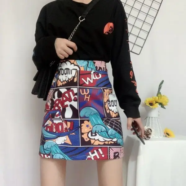 

New graffiti skirt 2021 retro skirt design women's minority tie dye hip skirt