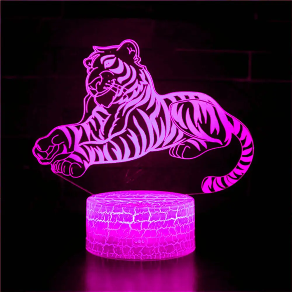 

3D night light African wild lion simulation animal tiger elephant movable doll farm animal doll model toy Christmas gift light