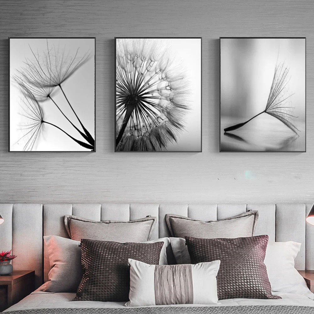 

Nordic Black White Dandelion Canvas Painting Modern Art Print Pictures for Home Decoration Living Room Abstract Wall Poster