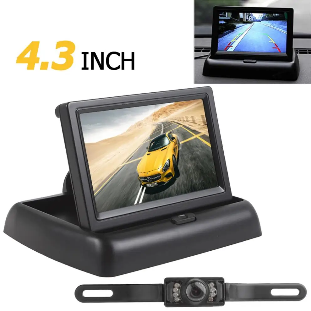 4 3 дюймов 2 канала Вход автомобильный монитор заднего вида + 7 ИК светодиодный