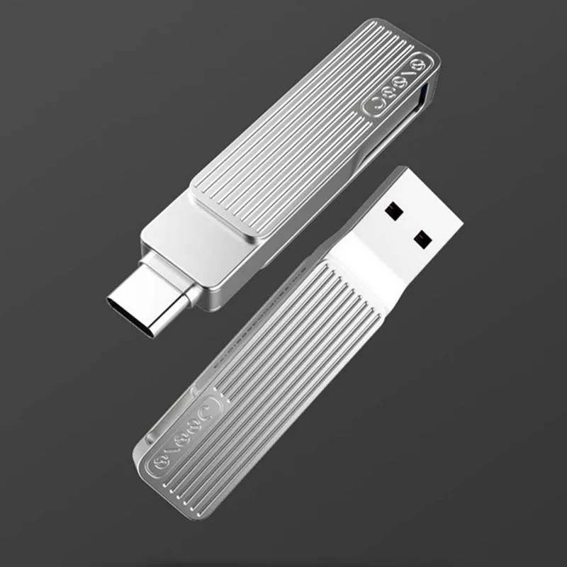 Jesis двойной интерфейс U диск Type-C USB Мобильный телефон 360 вращающийся алюминиевый
