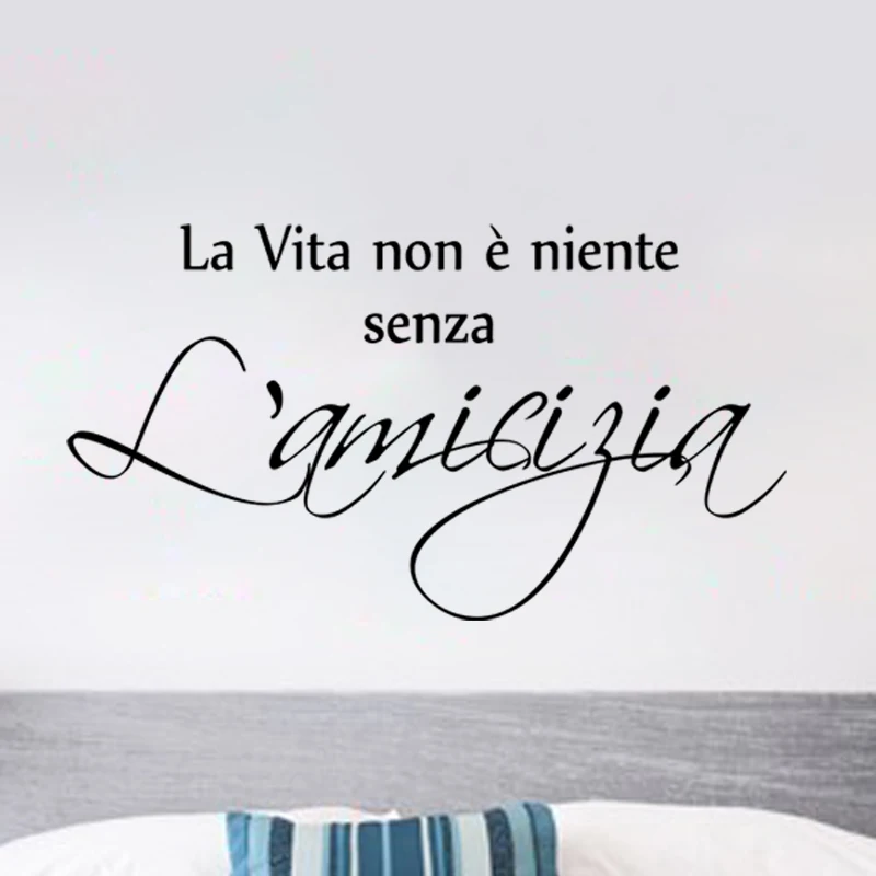 

Kililaya Vinyl PVC Wall Sticker Italian Family Inspire Quote Decals for Living Room Bedroom DIY Mural Wallpaper Poster