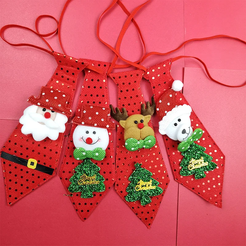 4pc LED Lights Christmas Tie Glow Sequins Santa Claus Bear Snowman Elk Necktie For Children Cartoon Decoration New Year Gift | Дом и сад