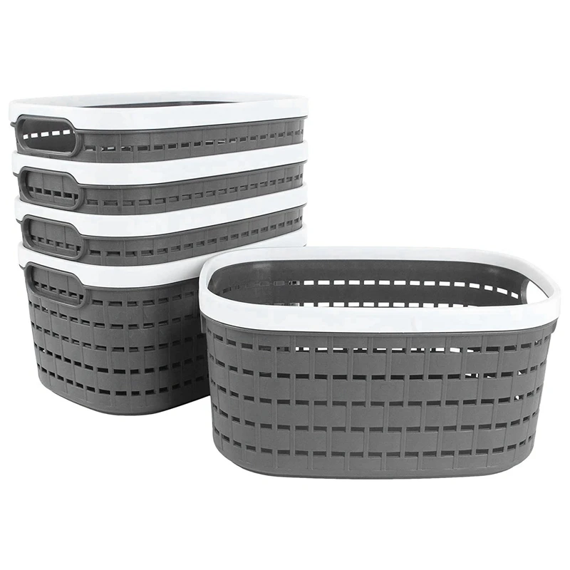

5Pcs Plastic Storage Basket with Handles,Storage Bins and Organization Containers for Bathroom,Dorm Room