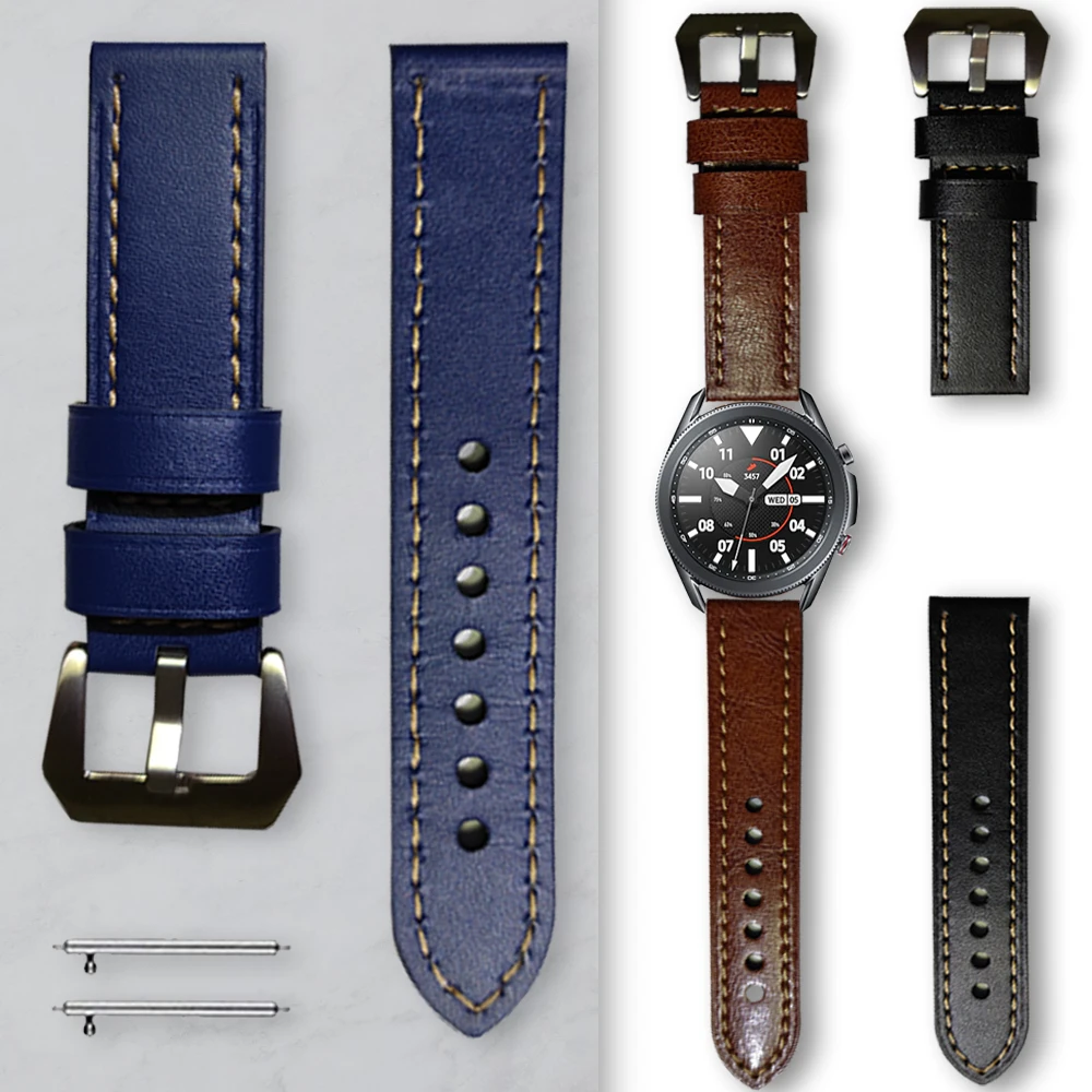 

20mm 22mm Leather Loop Band for Samsung Galaxy Watch 3 41/45mm Wrist Strap Belt for Galaxy 42/46mm Watch Active 2 Gear Bands
