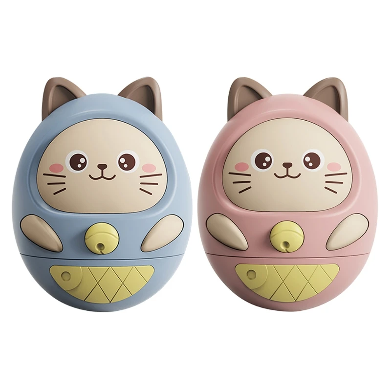 

N7ME Cartoon Cat Tumbler Rattle Baby Early Educational Toys Music Light Teether Toys