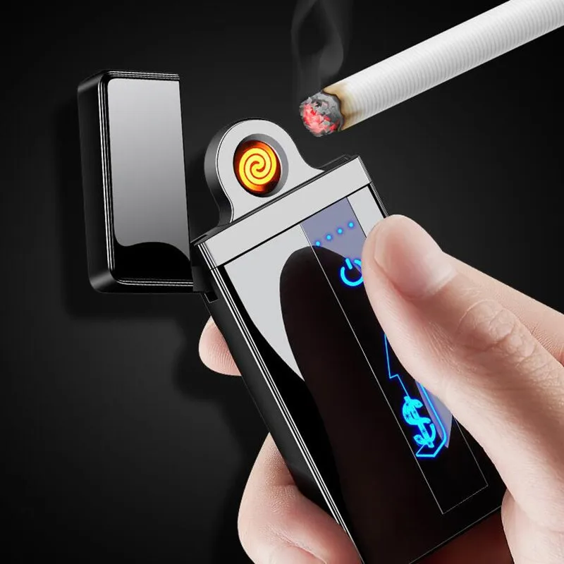 Сигарета с зарядкой от USB Зажигалка сенсорный экран переключатель ветрозащитный