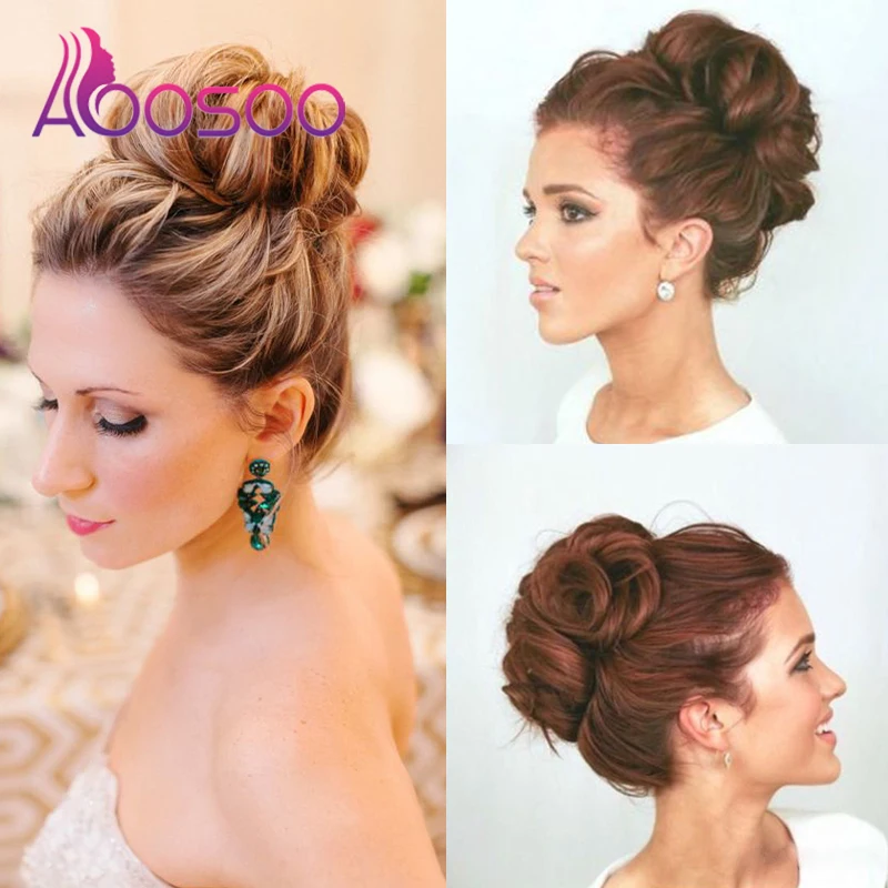 

AOOSOO Women's hair accessories Straight hair synthetic bun messy buns High temperature fiber natural wig ponytail hair hair