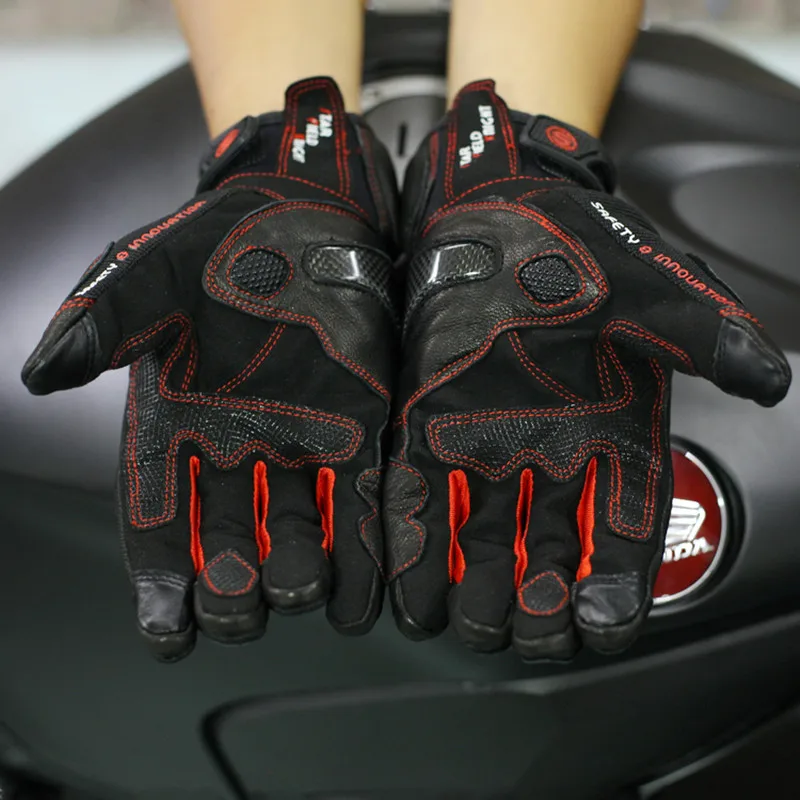 Мужские кожаные мотоциклетные перчатки для мотокросса из углеродного волокна